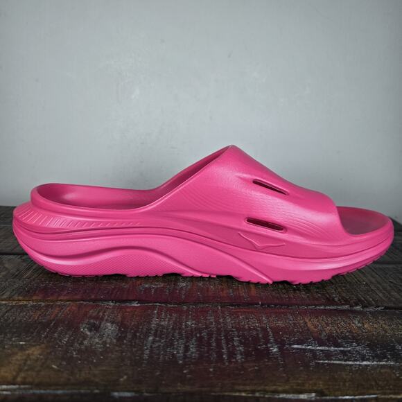 NEW HOKA One One Ora Recovery Slides 3 Mens Size 10 Comfy Sandals Pink Yarrow - Picture 8 of 12